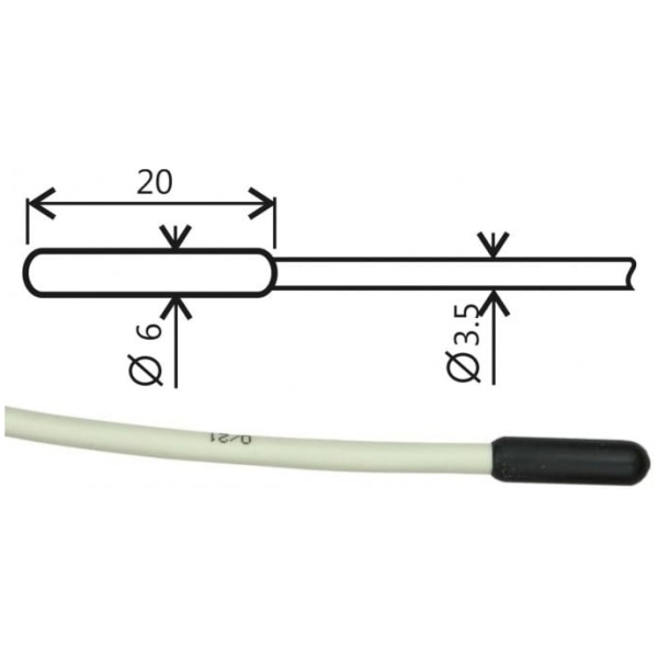 Temperature probe pt1000tr160/m, minidin connector, cable 20 meters